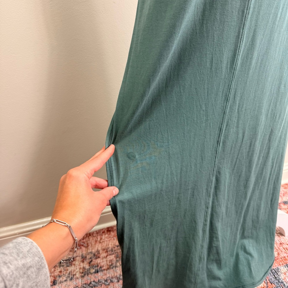Lululemon Sleeveless Maxi Dress Crisscross Racerback Green Grey Side Slit Slim - Picture 10 of 10